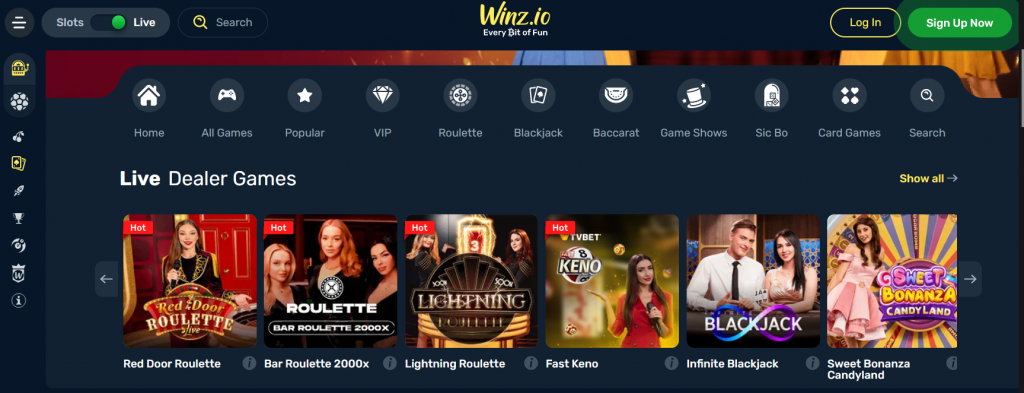 Winz.io Live Casino - Enjoy an immersive gaming experience with live dealer games at Winz Casino, featuring classics and innovative options for players.