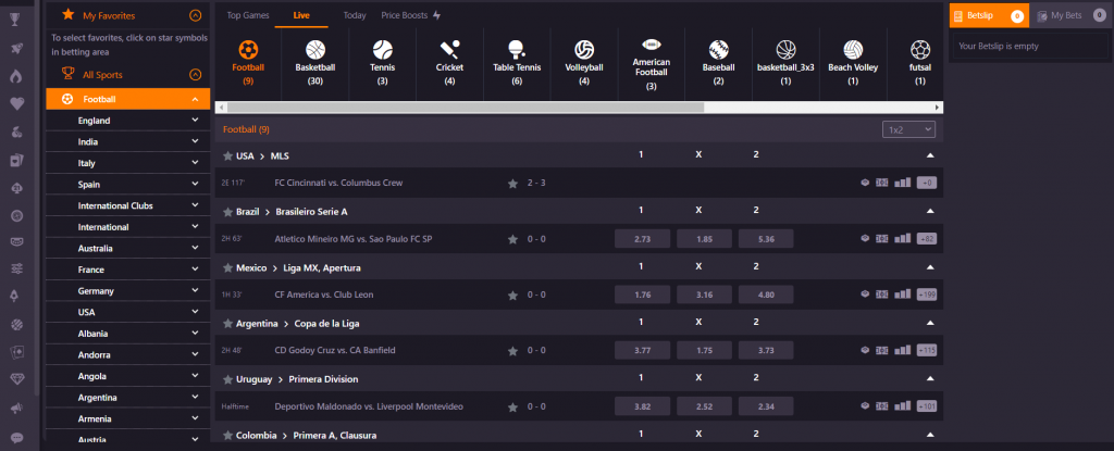Rocketpot Casino Sportsbook: An overview of the sports betting platform showcasing various sports options and odds.