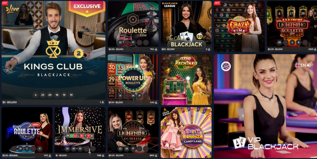 Winscore online casino Live casino page.